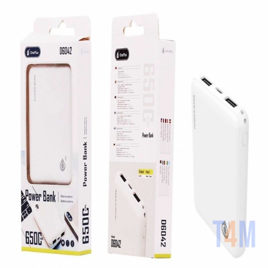 POWER BANK ONE PLUS D6042 6500MAH BRANCO